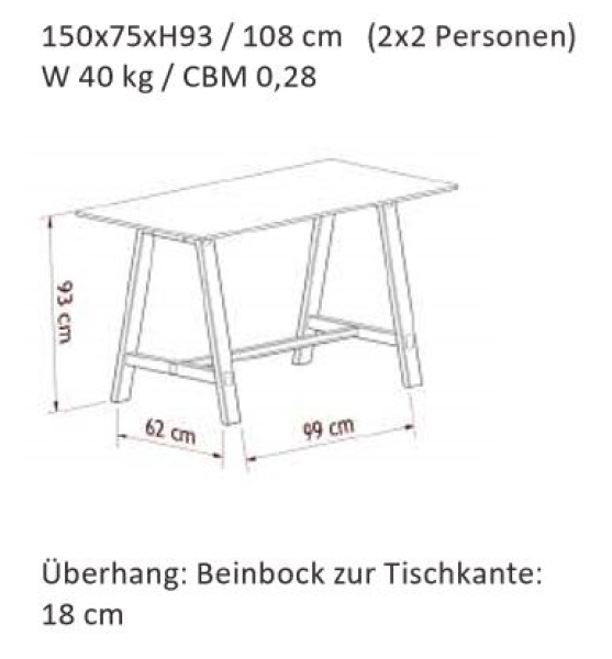 Andersen HT1 Stehtisch 150cm